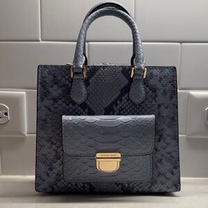 Bridgette Michael Kors Blue Snake Print Satchel